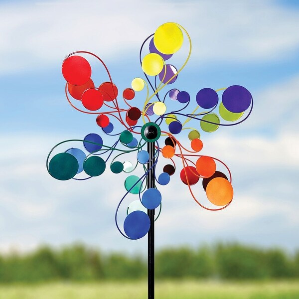 Psychedelic Garden Spinner Bright Colorful Dots Garden Lawn Decor