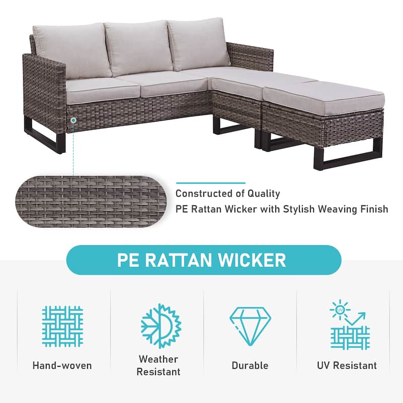 Gymojoy Outdoor Patio Sofa Rocking Chair Ottoman Set