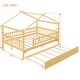 preview thumbnail 36 of 83, Montessori Bed House Bed with Trundle Bed and Headboard, Wood Daybed Platform Bed Frame No Box Spring Needed for Boys Girls