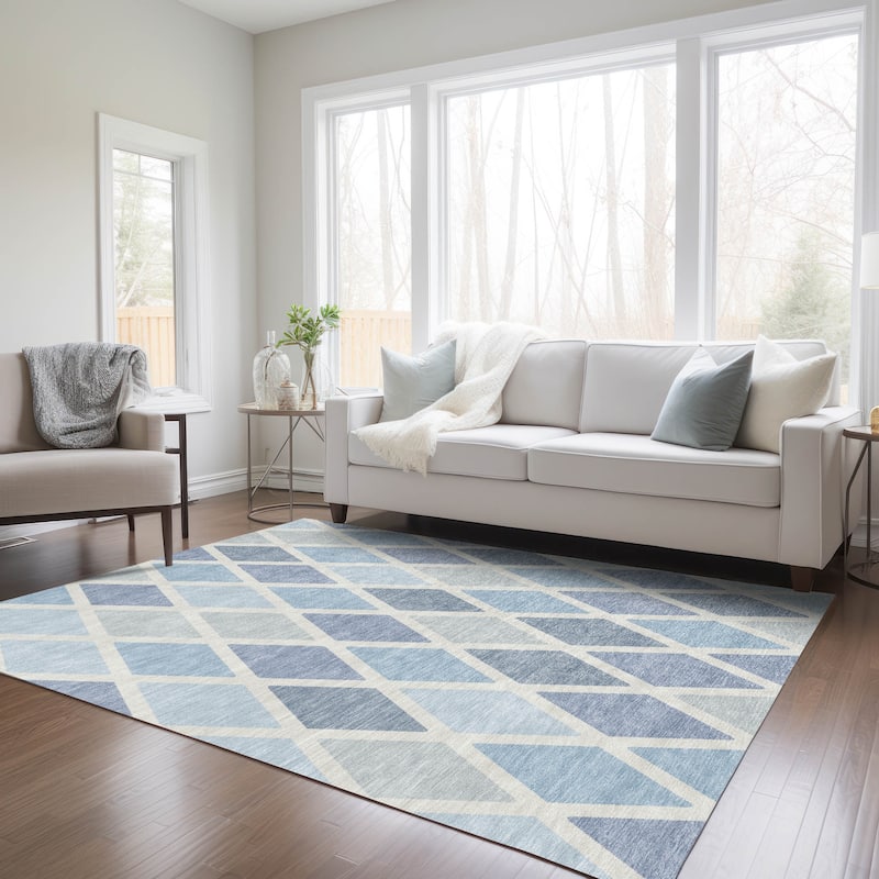 Machine Washable Indoor/ Outdoor Chantille Prism Diamond Rug