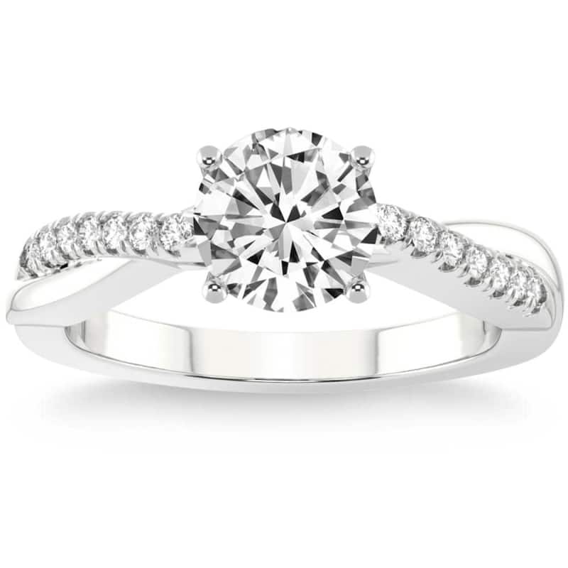 Bliss Diamond VS 1 1/4Ct Moissanite & Lab Grown Diamond Engagement Twist Ring in Gold - 7.5 - White