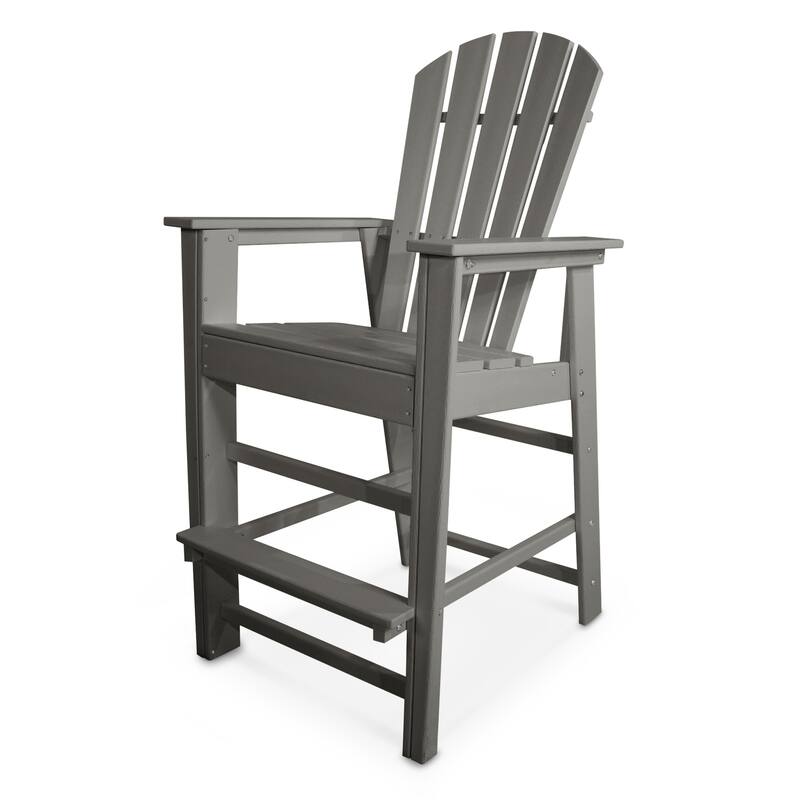 POLYWOOD South Beach Outdoor Adirondack Bar Chair - Slate Grey