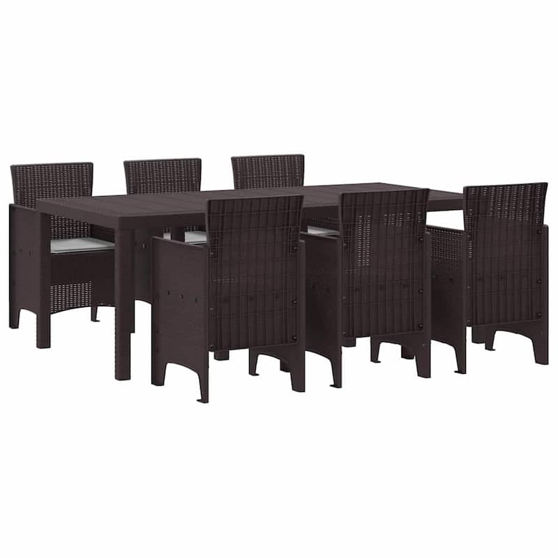 vidaXL Garden Dining Set 7/9 pcs Anthracite/Brown Polt rattan - 200 x 100 x 73 cm