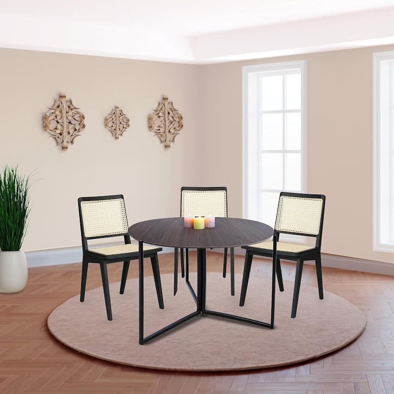 Chocolate Foldable Round Trifold Table 35" Space-Saving Multi-Use