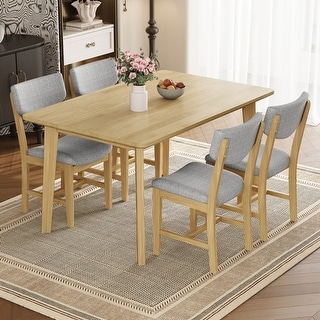 Five Piece Rustic Dining Set Solid Wood Table And Four Upholstered ...