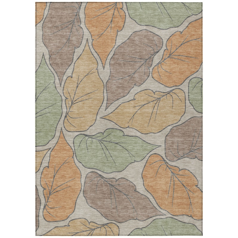 Machine Washable Indoor/ Outdoor Contemporary Floral Chantille Rug