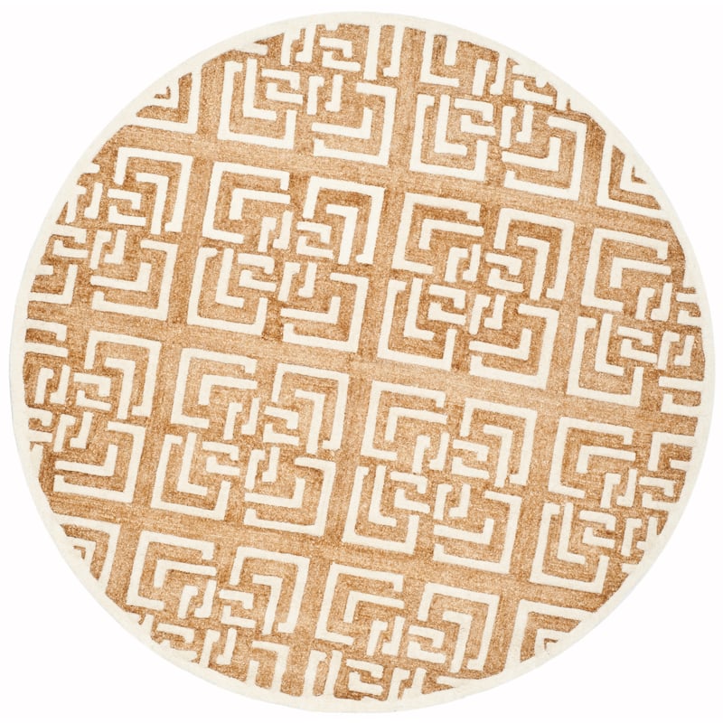 SAFAVIEH Handmade Precious Cielo Modern Polyester Rug - 6' Round - Camel