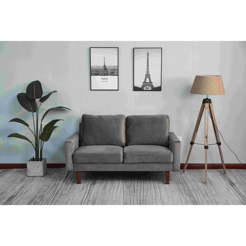 Velvet Square Arm Loveseat