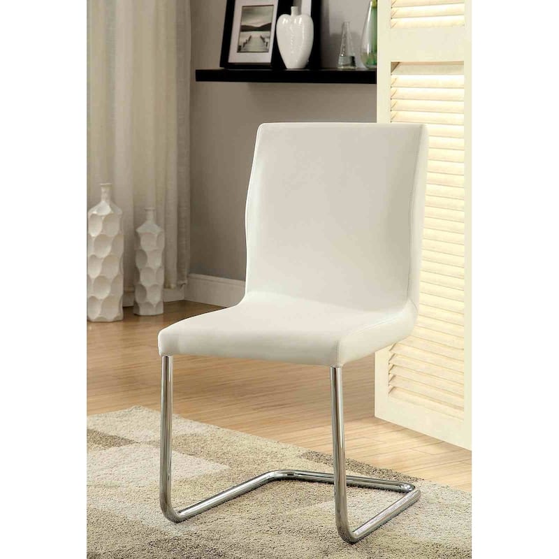 Contemporary White Finish Padded Side Chairs Set