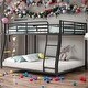 preview thumbnail 2 of 7, Modern Stylish Kids Furniture Metal Floor Bunk Bed with Sloping Stairs Full XL over Queen Kids Bed, Black