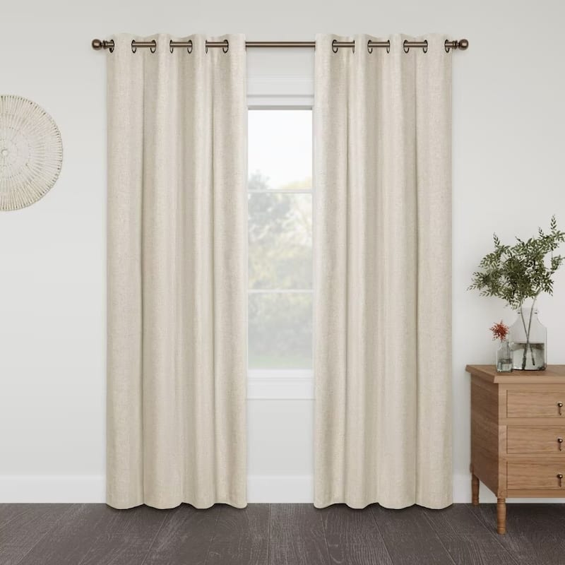 Linen Slub Blackout Grommet Curtain Pair(2 Panels)