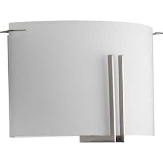 Modern Glass Sconce Two-Light Brushed Nickel Wall Sconce - 12 in x 4 in x 7.5 in