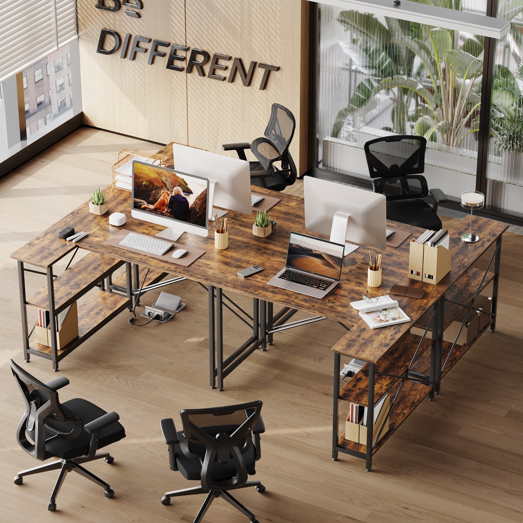Small corner clearance desk with chair