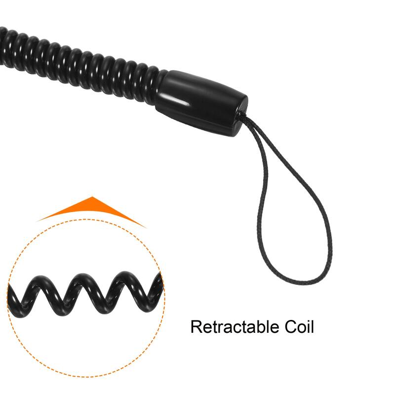 8pcs 5" Plastic Retractable Spring Coil Strap Key Holder Stylus Lanyard