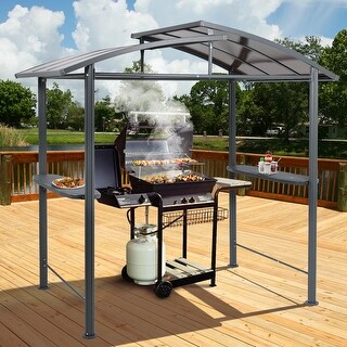 Aoodor 8 x 5 ft. BBQ Grill Gazebo Shelter, Dark Gray Steel