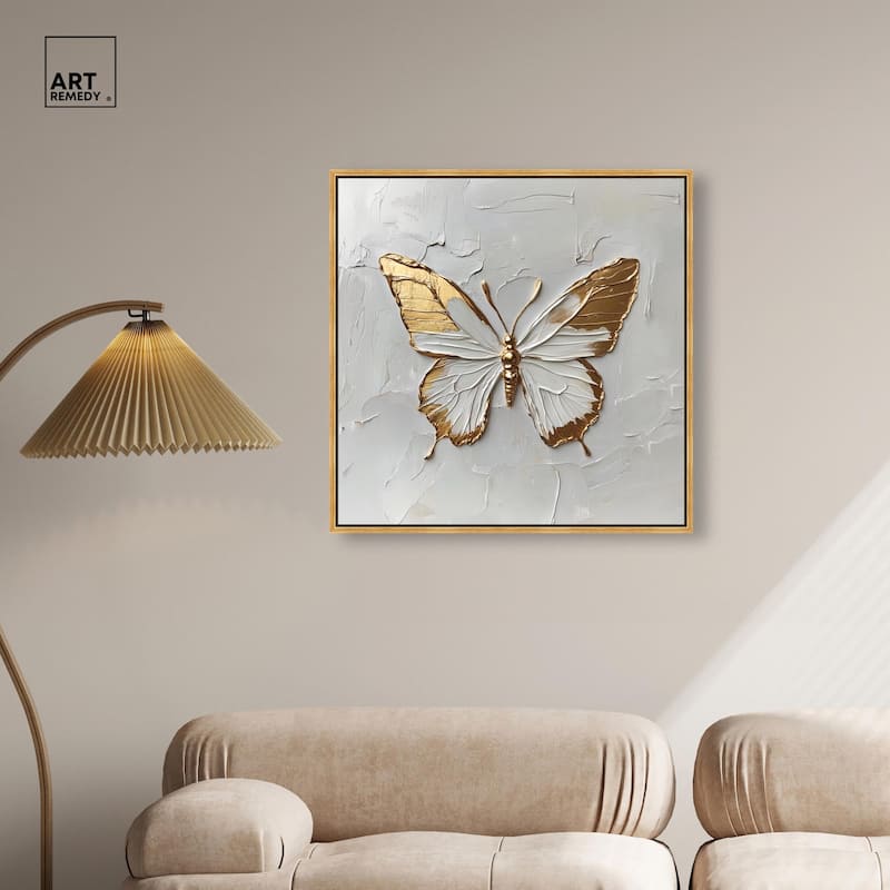 Simple Golden Butterfly Canvas by Art Remedy