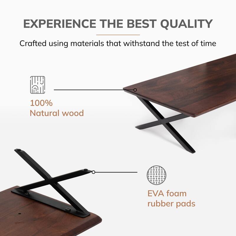 Jani Wood Monitor Stand Riser Desk - Ergonomic Design Stand, Desktop Organizer Table for Home, Office Workspace, Gaming Desk