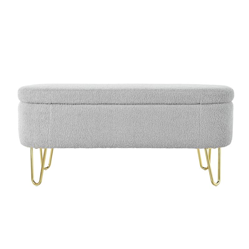 Fazi Oval Boucle Storage Ottoman Bench by Christopher Knight Home