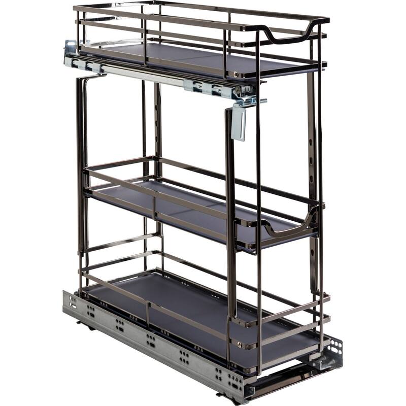 Hardware Resources 9" Wide Base Cabinet Pull Out Filler with Soft - Black Nickel