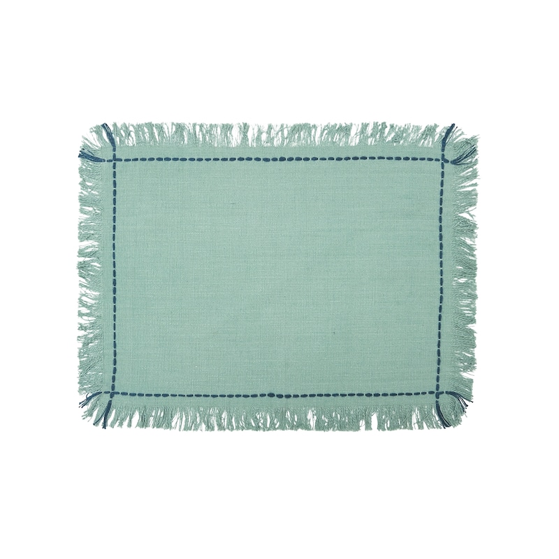 Cheryl Surf Placemats Set of 4 Blue Quilted Washable Placemat, 13" x 19"