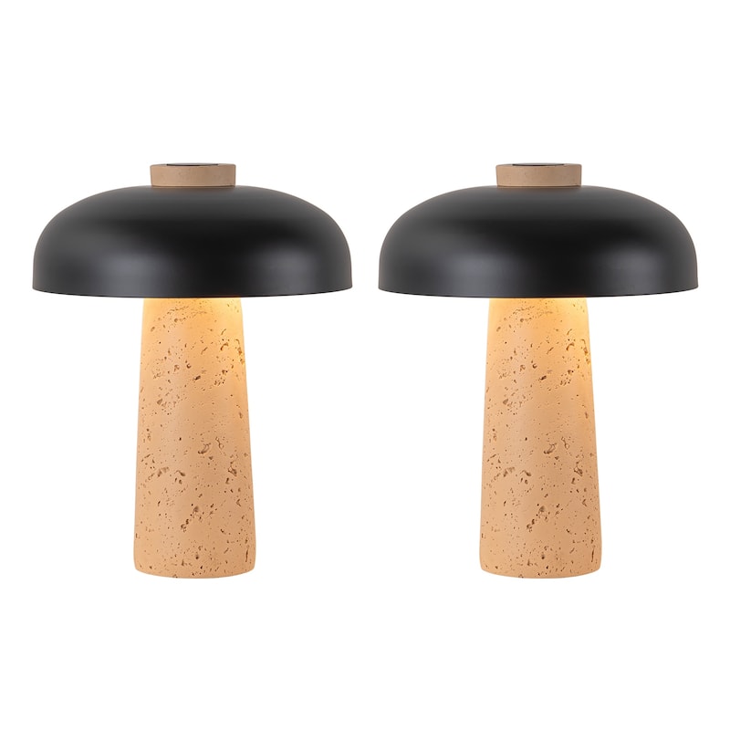 Modern 2-Light Black Mushroom Table Lamp - Bedside Nightstand Lamp for Bedroom, Living Room, Study