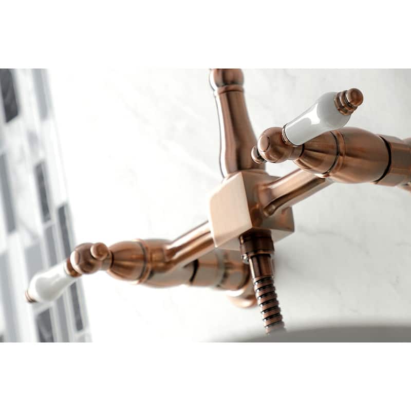 Kingston Brass Heritage 1.8 GPM Wall Mounted Widespread Bridge Kitchen