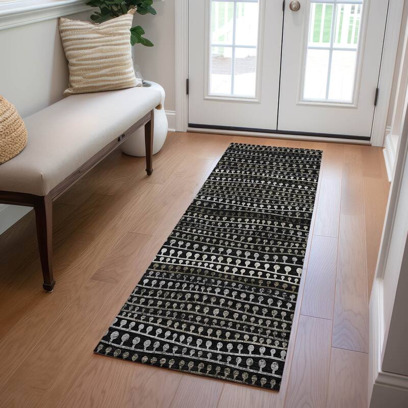Machine Washable Indoor/ Outdoor Chantille Modern Stripe Lolly Rug
