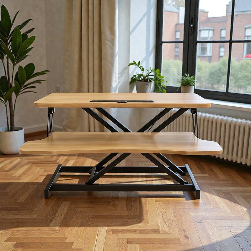 32 Inch Desk Converter Height Adjustable Sit to Stand Desk Riser with Keyboard Tray for Dual Monitor Laptop