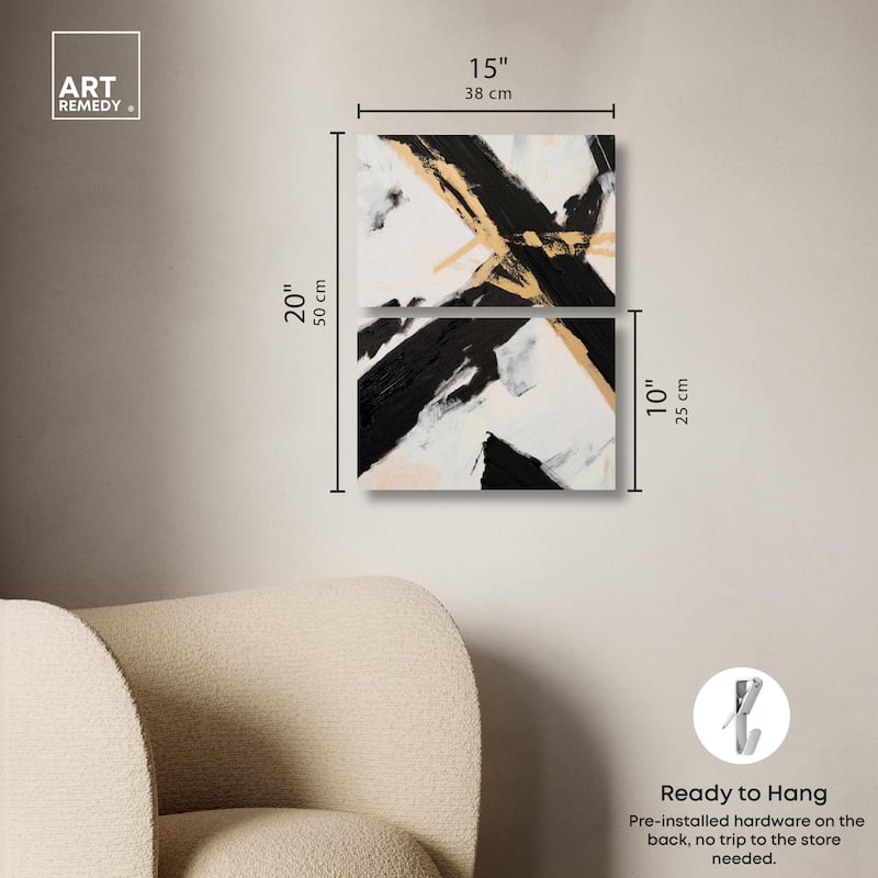 Weight of Black III Canvas Set of 2 by Art Remedy, Gallery Wrapped