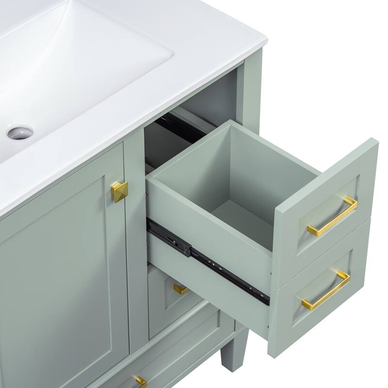 30" Bathroom Vanity, Bathroom Cabinet with Sink Combo Set, Bathroom Storage Cabinet with a Soft Closing Door and 3 Drawers