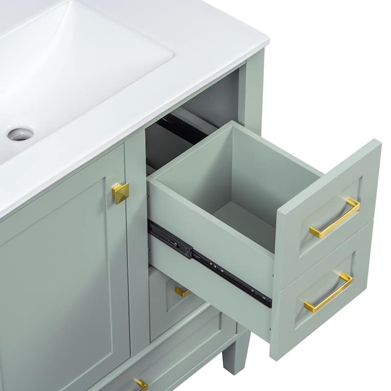 Modern Bathroom Vanity, 30" Freestanding Cabinet with Sink, Bathroom Storage Cabinet with Soft Closing Door and 3 Drawers
