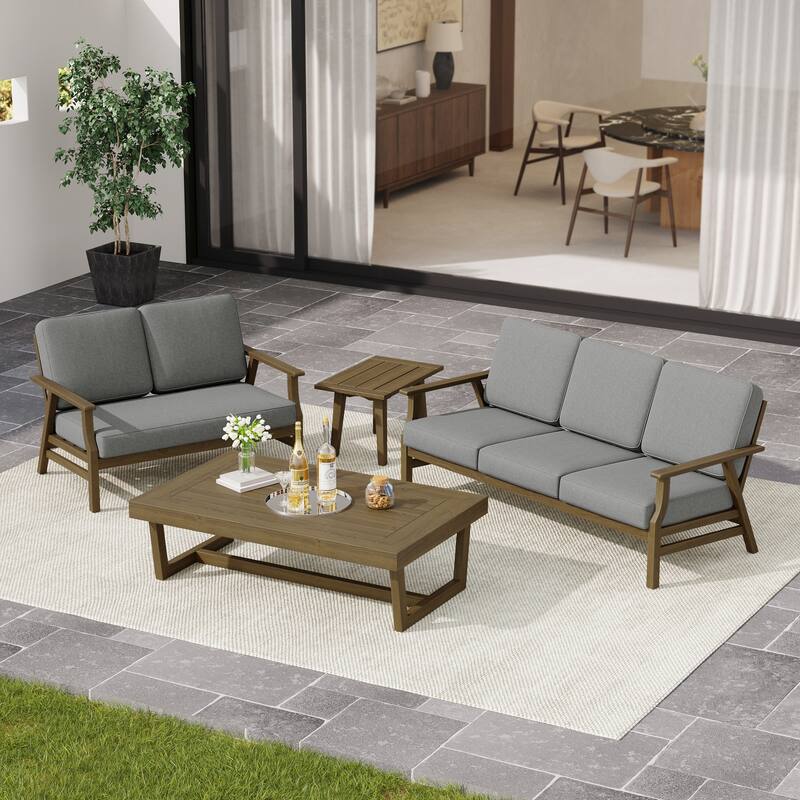 Arthur 4-Piece Teak Wood Patio Conversation Set