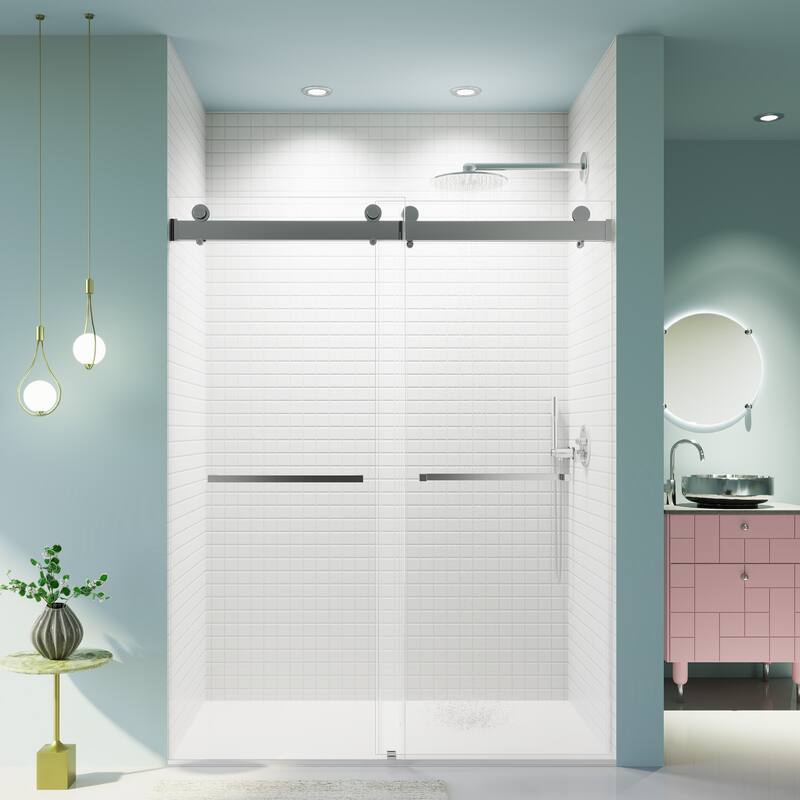 56-60 inches W *76 inches H Frameless Double Sliding