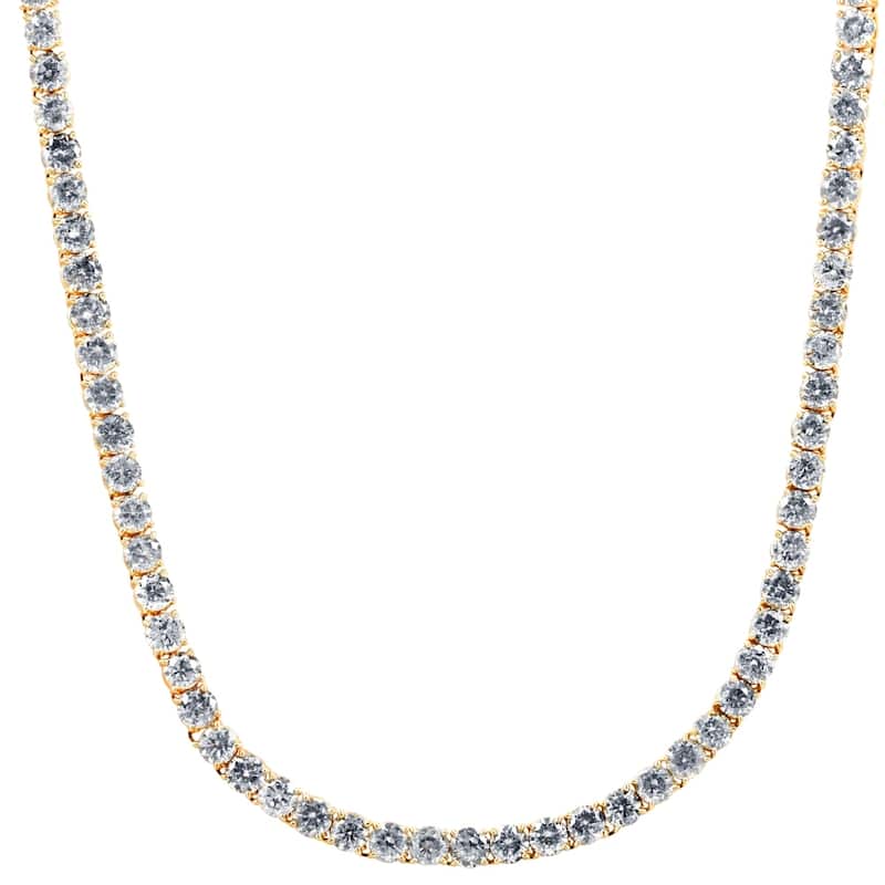 43.50Ct Natural Diamond Men's Tennis Necklace Solid Yellow Gold 24"