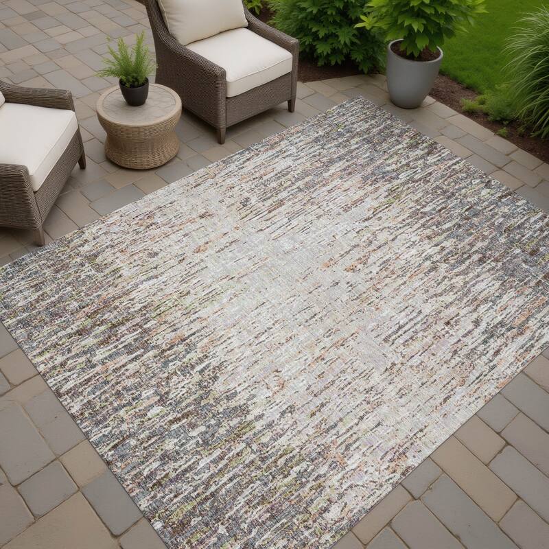 Machine Washable Indoor/ Outdoor Abstract Moxy Chantille Rug