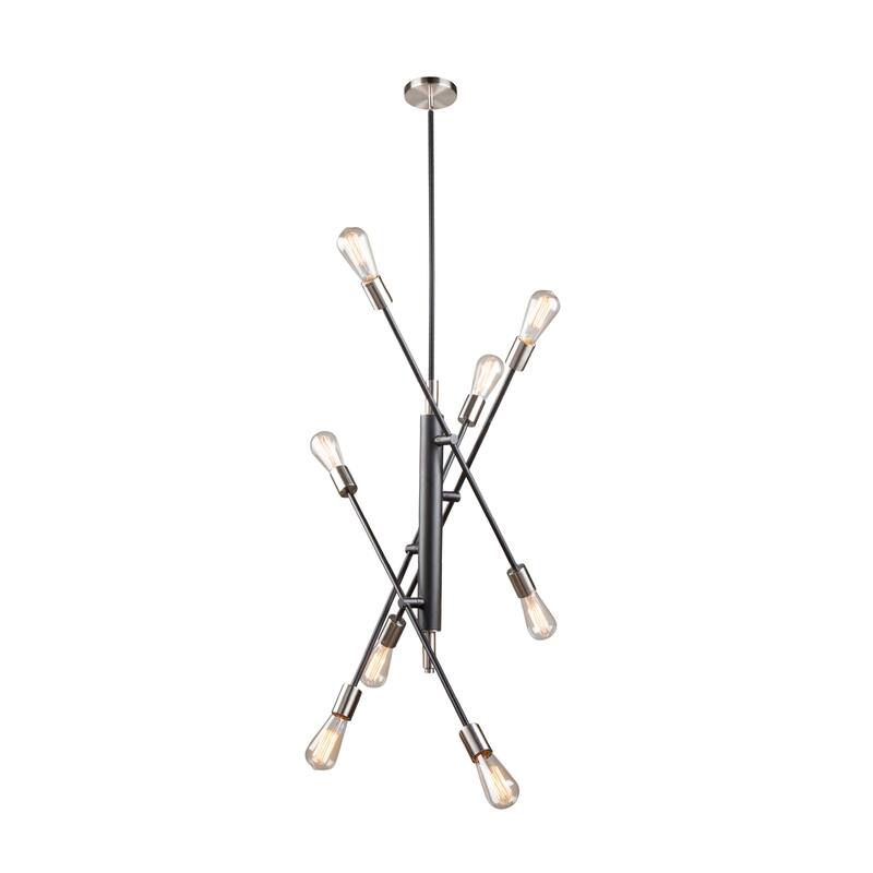 Truro 8 Light Pendant - Black & Brushed Nickel