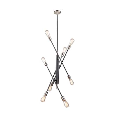 Truro 8 Light Pendant - Black & Brushed Nickel