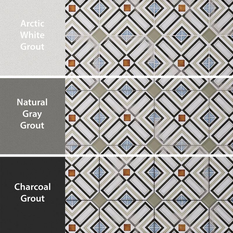 Merola Tile Vaudeville Octagon Deco Ritter 7-7/8" x 7-7/8" Porcelain Floor and Wall Tile