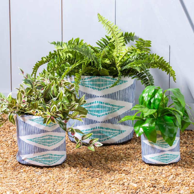 Oasis Blue Round Fabric Planters (3-Pack)