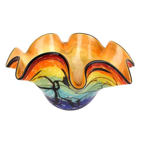 Allura Murano Style Art Glass Floppy Design 17" Centerpiece Bowl