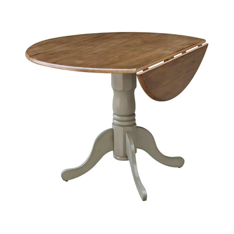 Round Pedestal Base Solid Wood 42-inch Drop-leaf Dining Table