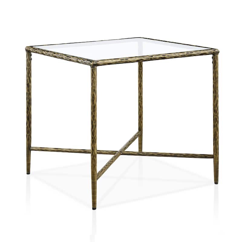 247 Shop At Home Lalia Modern Textured Metal X-Brace End Table