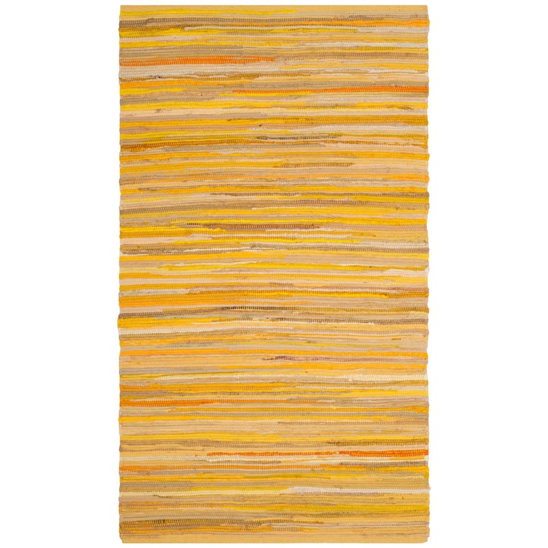 SAFAVIEH Handmade Rag Rug Sevim Casual Stripe Cotton Rug - 3' x 5' - Yellow/Multi - Rectangle