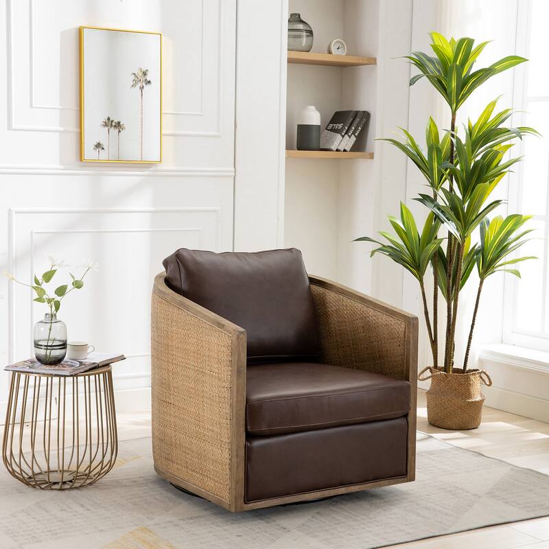 Swivel Barrel Chair, Comfy Round Accent Sofa Chair, 360 Degree Club Chair Arm Chair