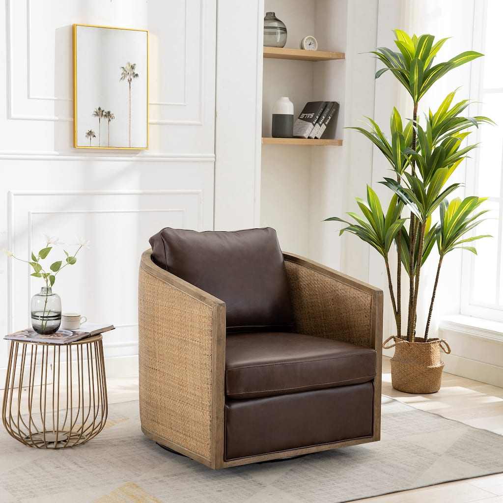 Swivel Barrel Chair, Comfy Round Accent Sofa Chair, 360 Degree Club Chair Arm Chair