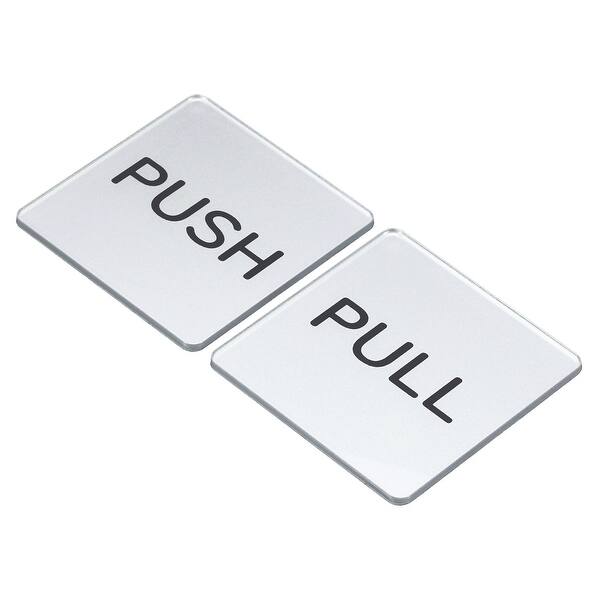 8Pcs Push Pull Door Sign Adhesive Square Acrylic Sticker Marker Silver ...