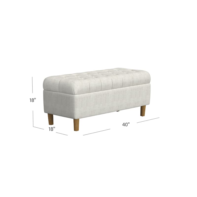 HomePop Button Tufted Top Storage Bench with Wood Legs