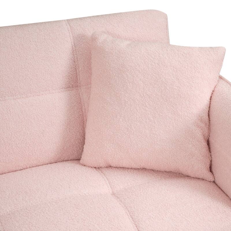 70" Modern Pullout Sofa Bed with Foldable Armrests, Two Throw Pillows