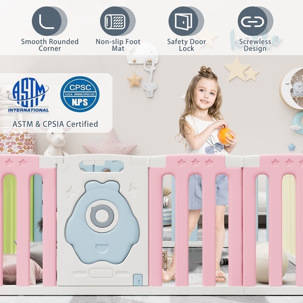 ●Playa Made Clic Homall 16-Panel Baby Playpen Kids Activity Centre Playard