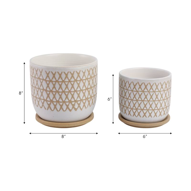 Ceramic Circular Saucer Planters Set of 2 - 6/8 in.